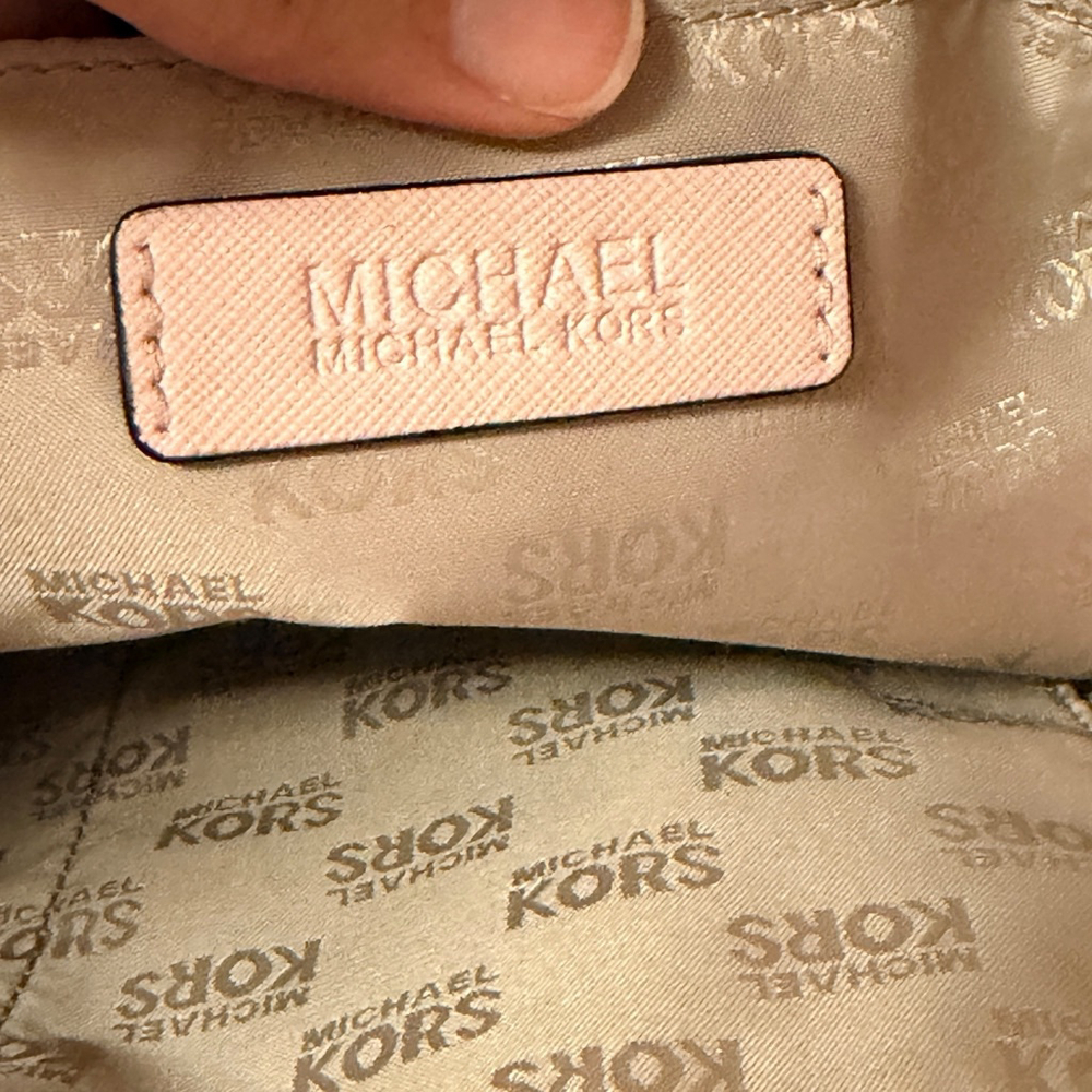 Michael Kors Blush Pink Saffiano Leather Tote Work Everyday Silver Lock Large - Picture 3 of 16